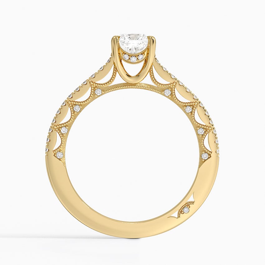 Tacori Lunetta Crescent Cathedral Diamond Ring Yellow Gold 18k Cushion Engagement Ring