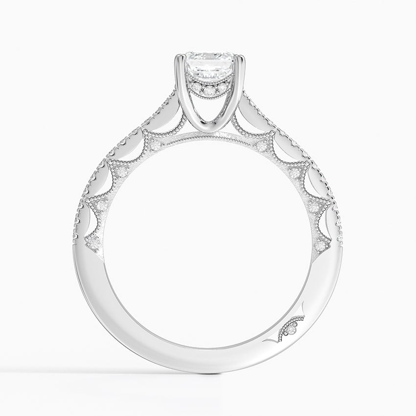 Tacori Lunetta Crescent Cathedral Diamond Ring Platinum Emerald Engagement Ring
