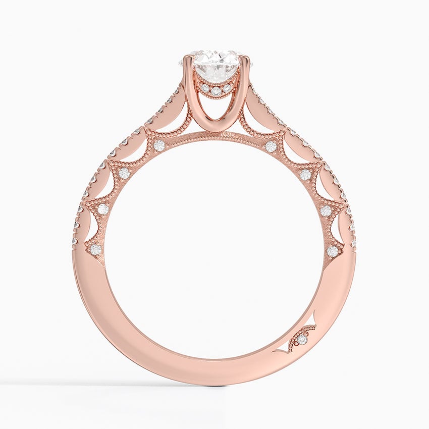 Tacori Lunetta Crescent Cathedral Diamond Ring Rose Gold 18k Oval Engagement Ring