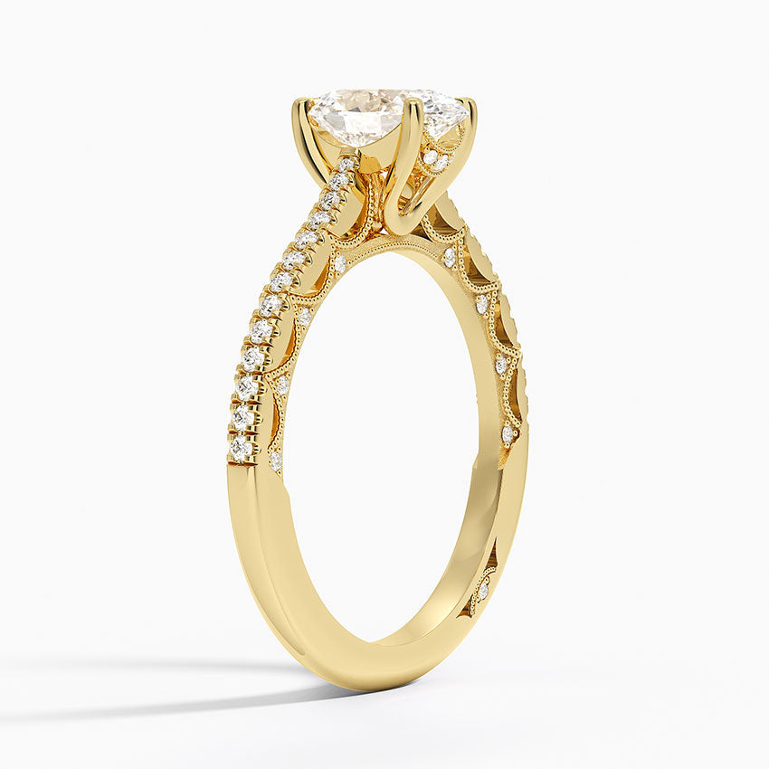 Tacori Lunetta Crescent Cathedral Diamond Ring Yellow Gold 18k Oval Engagement Ring