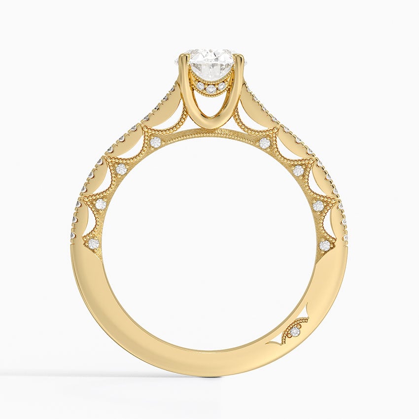 Tacori Lunetta Crescent Cathedral Diamond Ring Yellow Gold 18k Oval Engagement Ring