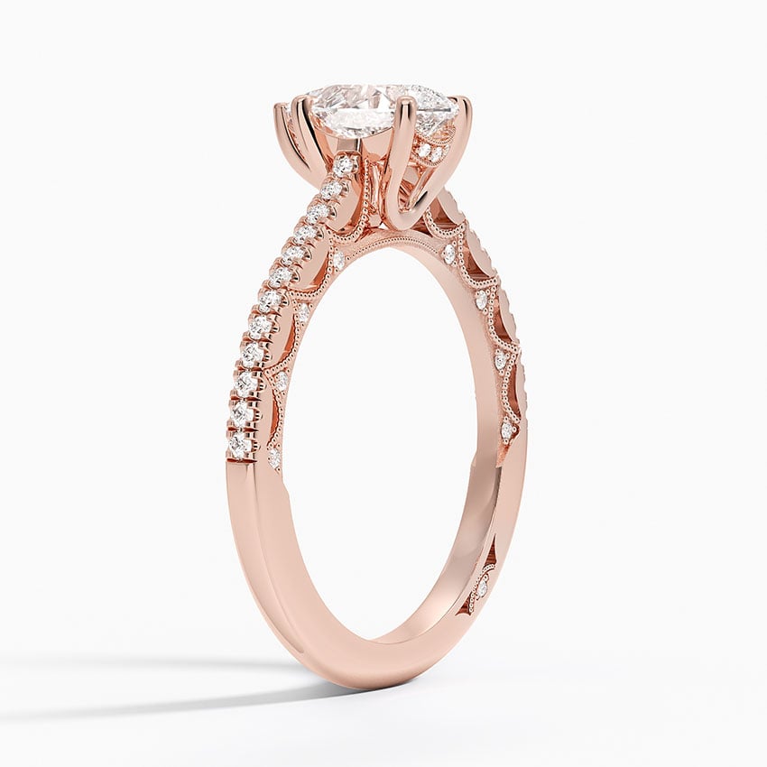 Tacori Lunetta Crescent Cathedral Diamond Ring Rose Gold 18k Pear Engagement Ring