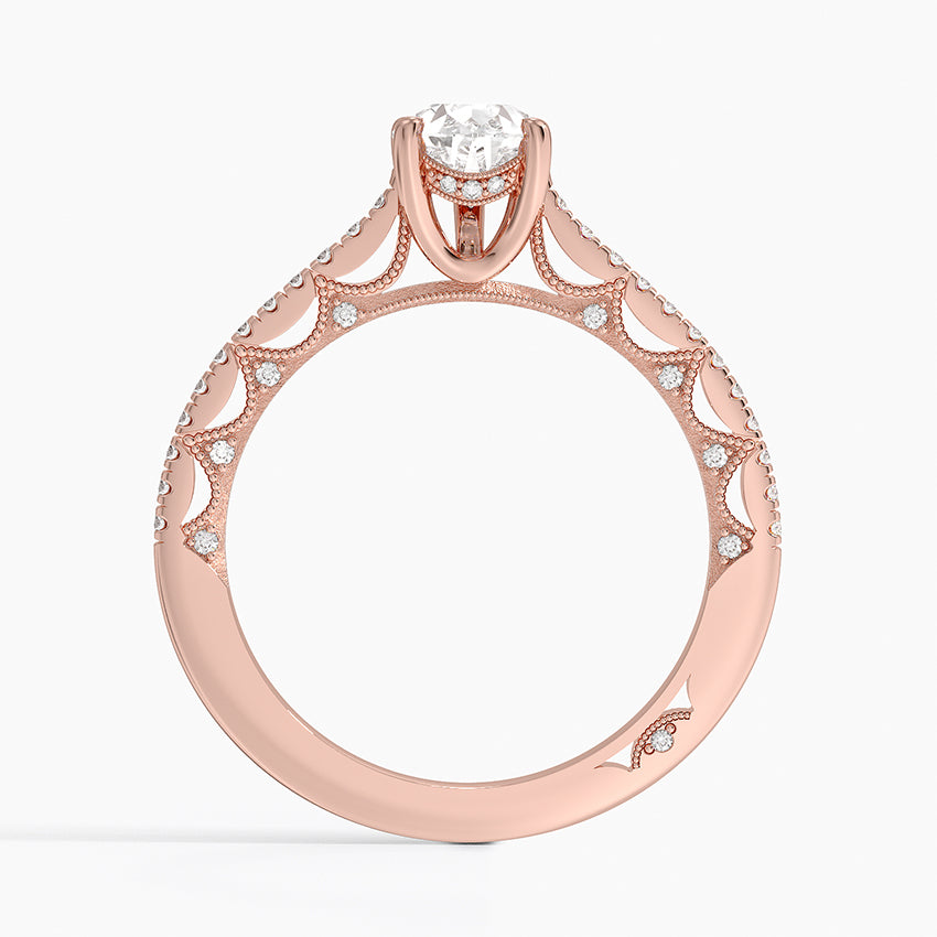 Tacori Lunetta Crescent Cathedral Diamond Ring Rose Gold 18k Pear Engagement Ring