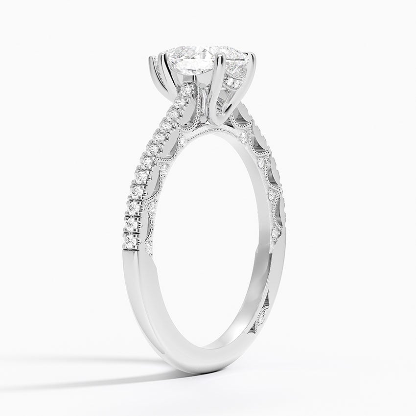 Tacori Lunetta Crescent Cathedral Diamond Ring Platinum Pear Engagement Ring