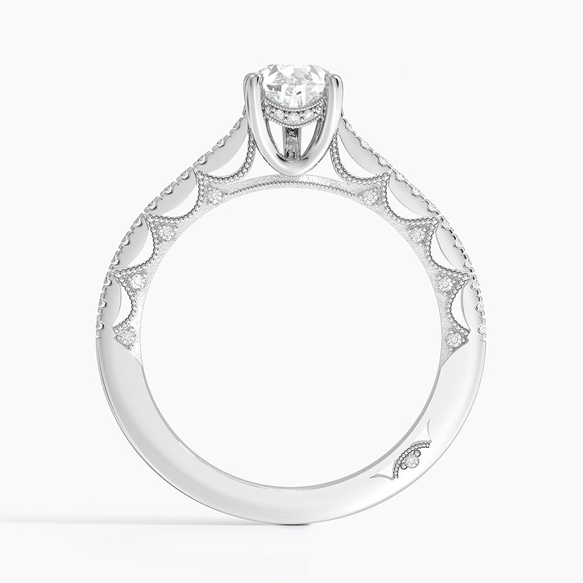 Tacori Lunetta Crescent Cathedral Diamond Ring Platinum Pear Engagement Ring