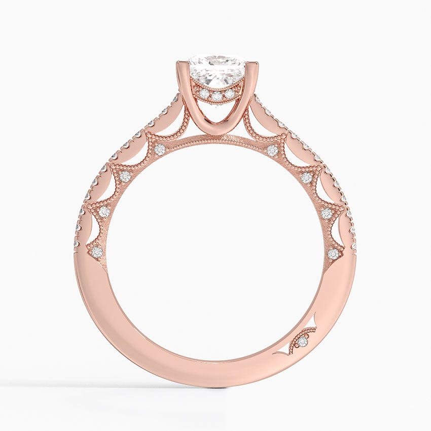 Tacori Lunetta Crescent Cathedral Diamond Ring Rose Gold 18k Princess Engagement Ring