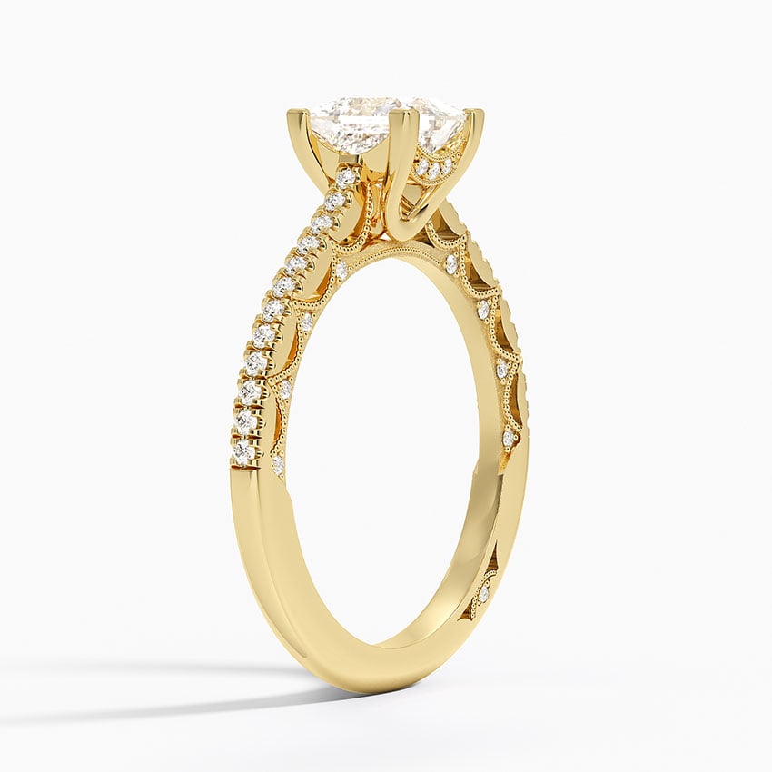 Tacori Lunetta Crescent Cathedral Diamond Ring Yellow Gold 18k Princess Engagement Ring