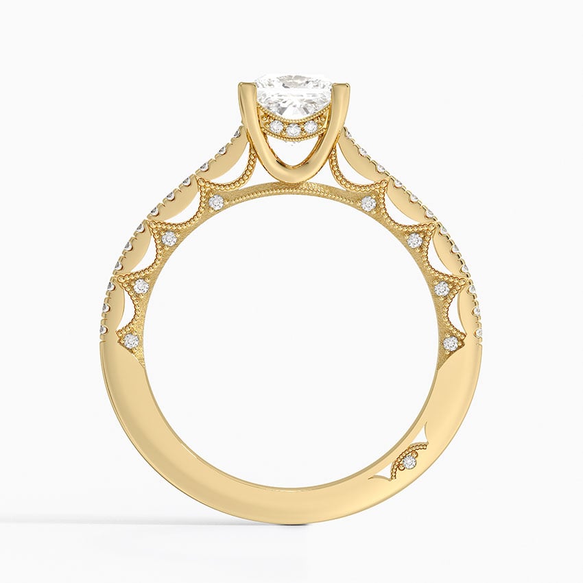 Tacori Lunetta Crescent Cathedral Diamond Ring Yellow Gold 18k Princess Engagement Ring