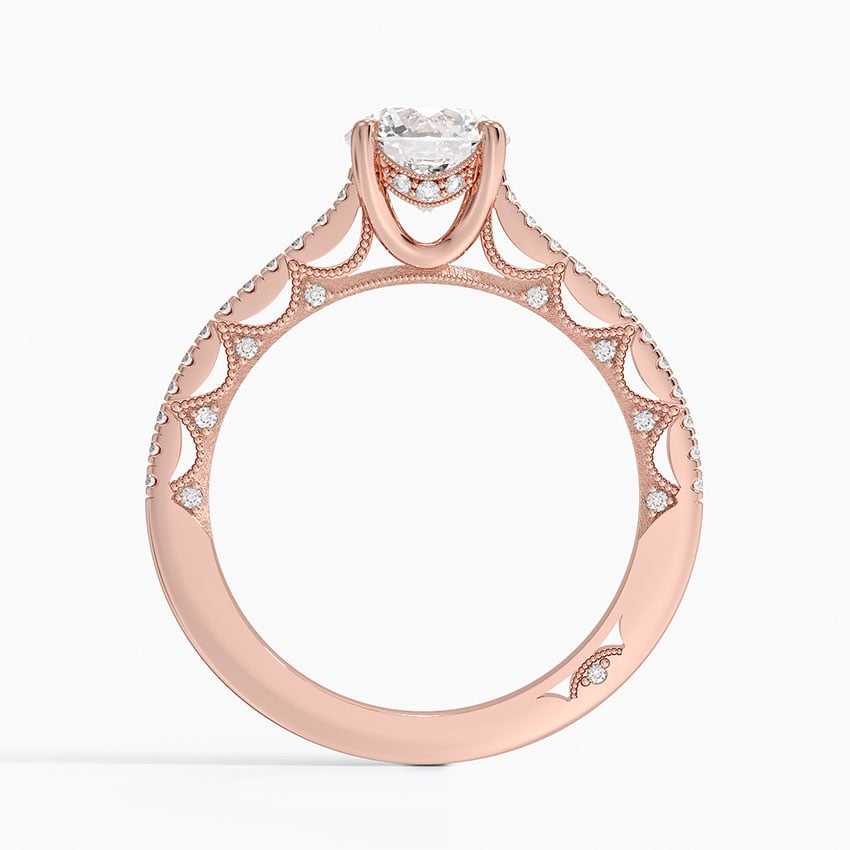 Tacori Lunetta Crescent Cathedral Diamond Ring Rose Gold 18k Round Engagement Ring