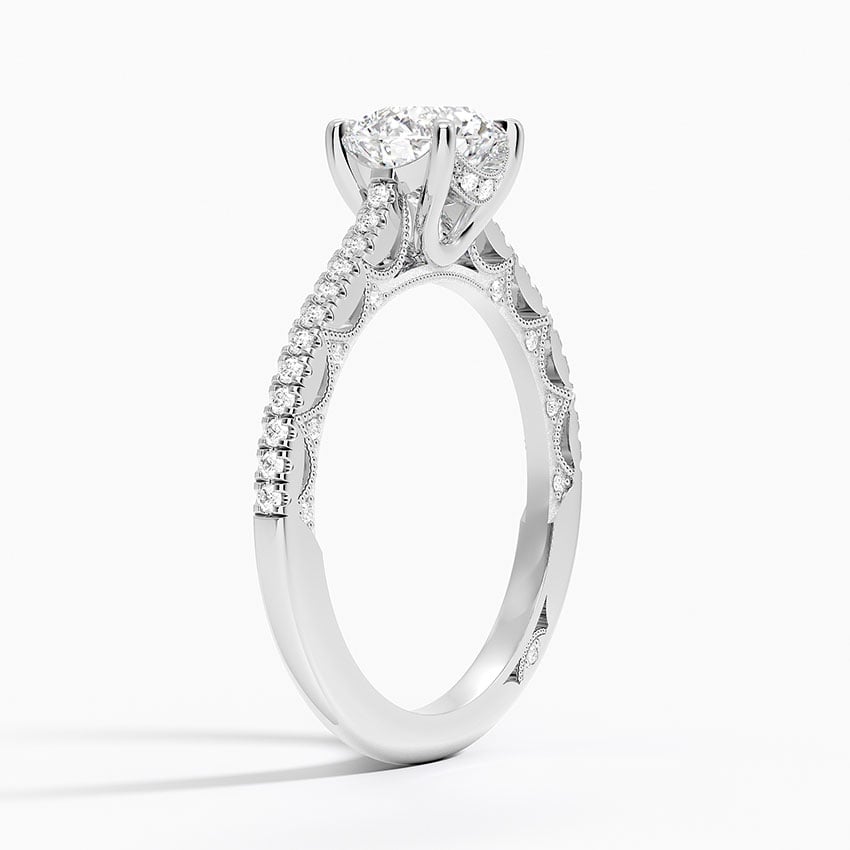 Tacori Lunetta Crescent Cathedral Diamond Ring Platinum Round Engagement Ring