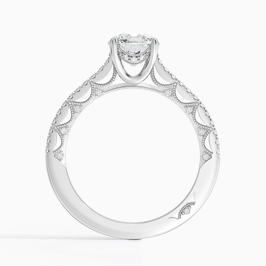 Tacori Lunetta Crescent Cathedral Diamond Ring Platinum Round Engagement Ring