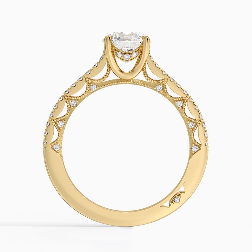 Tacori Lunetta Crescent Cathedral Diamond Ring Yellow Gold 18k Round Engagement Ring
