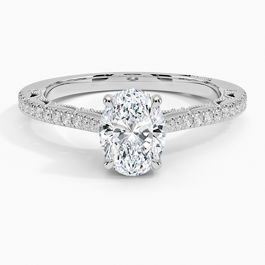 Tacori Lunetta Crescent Cathedral Diamond Ring Platinum Oval Engagement Ring