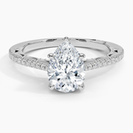 Tacori Lunetta Crescent Cathedral Diamond Ring Platinum Pear Engagement Ring