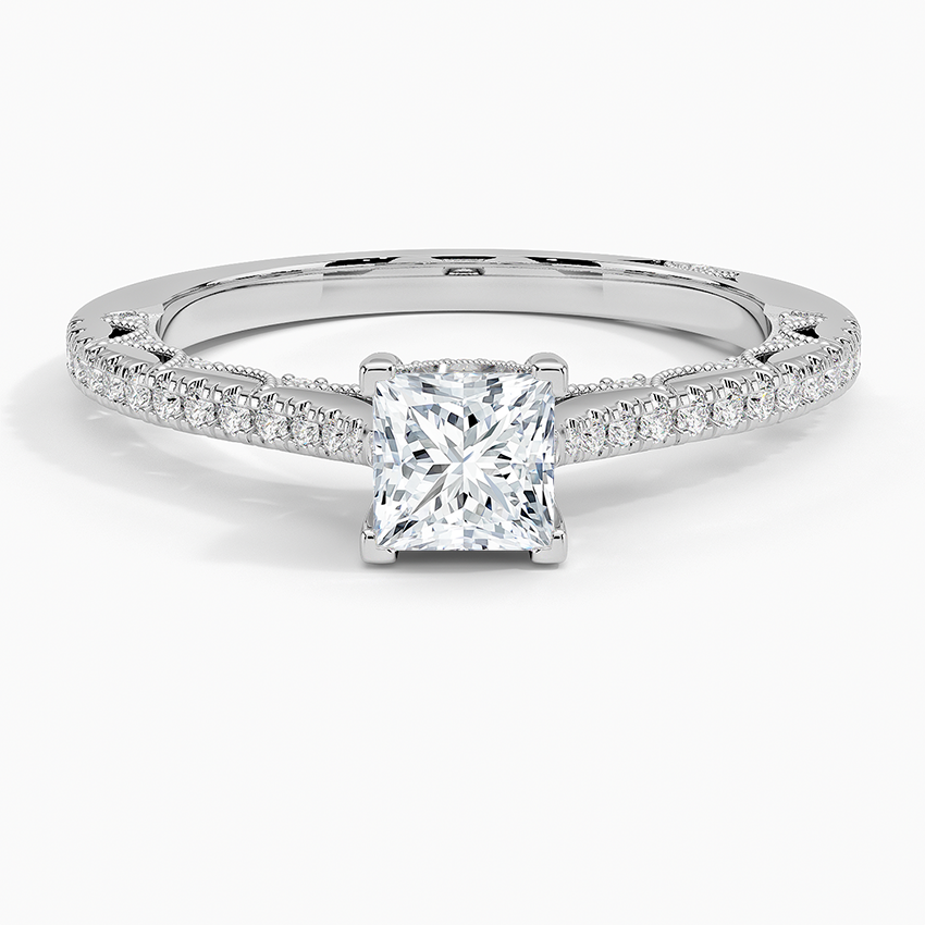 Tacori Lunetta Crescent Cathedral Diamond Ring Platinum Princess Engagement Ring