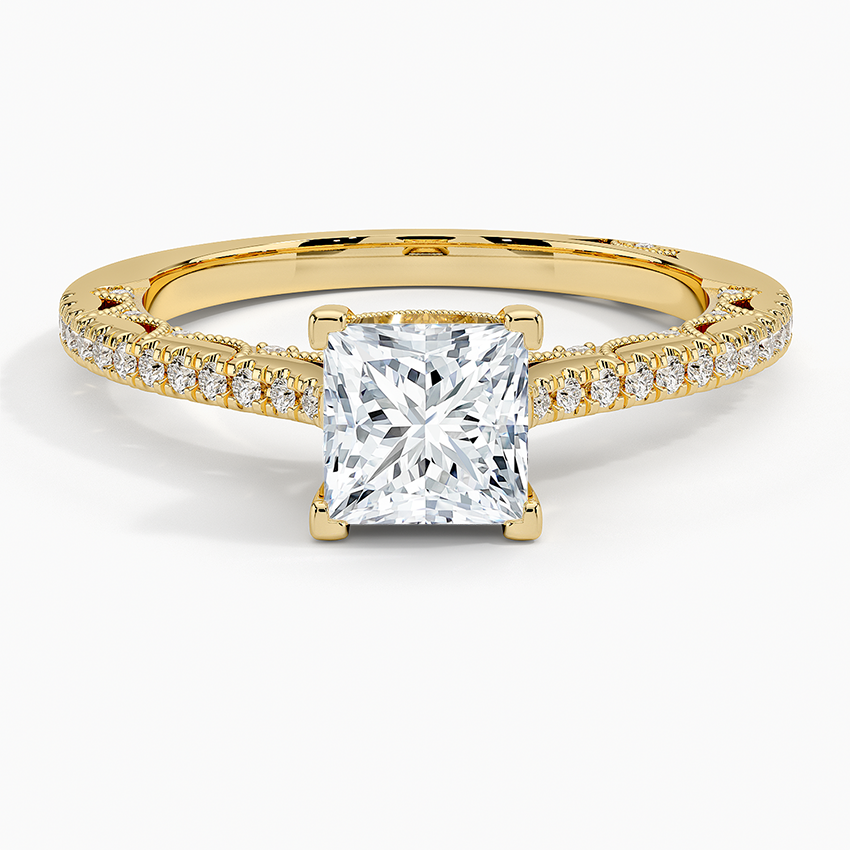 Tacori Lunetta Crescent Cathedral Diamond Ring Yellow Gold 18k Princess Engagement Ring