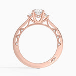 Tacori Lunetta Crescent Three Stone Diamond Ring Rose Gold 18k Oval Engagement Ring
