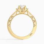 Tacori Lunetta Crescent Three Stone Diamond Ring Yellow Gold 18k Pear Engagement Ring