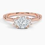 Tacori Lunetta Crescent Three Stone Diamond Ring Rose Gold 18k Cushion Engagement Ring