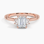 Tacori Lunetta Crescent Three Stone Diamond Ring Rose Gold 18k Emerald Engagement Ring