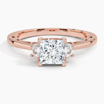 Tacori Lunetta Crescent Three Stone Diamond Ring Rose Gold 18k Princess Engagement Ring