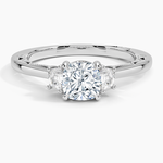 Tacori Lunetta Crescent Three Stone Diamond Ring Platinum Cushion Engagement Ring