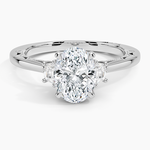 Tacori Lunetta Crescent Three Stone Diamond Ring Platinum Oval Engagement Ring