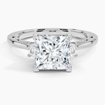 Tacori Lunetta Crescent Three Stone Diamond Ring Platinum Princess Engagement Ring