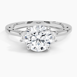 Tacori Lunetta Crescent Three Stone Diamond Ring Platinum Round Engagement Ring
