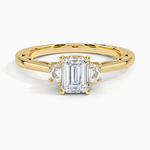 Tacori Lunetta Crescent Three Stone Diamond Ring Yellow Gold 18k Emerald Engagement Ring