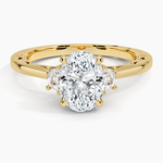 Tacori Lunetta Crescent Three Stone Diamond Ring Yellow Gold 18k Oval Engagement Ring