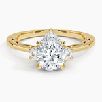 Tacori Lunetta Crescent Three Stone Diamond Ring Yellow Gold 18k Pear Engagement Ring