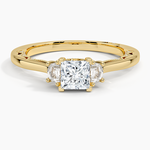Tacori Lunetta Crescent Three Stone Diamond Ring Yellow Gold 18k Princess Engagement Ring