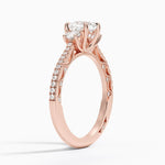 Tacori Lunetta Crescent Pavé Three Stone Diamond Ring Rose Gold 18k Cushion Engagement Ring