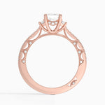 Tacori Lunetta Crescent Pavé Three Stone Diamond Ring Rose Gold 18k Emerald Engagement Ring