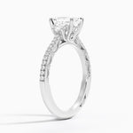Tacori Lunetta Crescent Pavé Three Stone Diamond Ring Platinum Emerald Engagement Ring