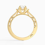 Tacori Lunetta Crescent Pavé Three Stone Diamond Ring Yellow Gold 18k Oval Engagement Ring