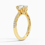 Tacori Lunetta Crescent Pavé Three Stone Diamond Ring Yellow Gold 18k Pear Engagement Ring