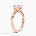 Tacori Lunetta Crescent Pavé Three Stone Diamond Ring Rose Gold 18k Princess Engagement Ring
