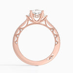 Tacori Lunetta Crescent Pavé Three Stone Diamond Ring Rose Gold 18k Princess Engagement Ring