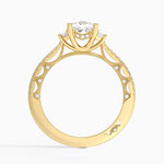 Tacori Lunetta Crescent Pavé Three Stone Diamond Ring Yellow Gold 18k Princess Engagement Ring