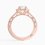 Tacori Lunetta Crescent Pavé Three Stone Diamond Ring Rose Gold 18k Round Engagement Ring