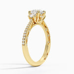 Tacori Lunetta Crescent Pavé Three Stone Diamond Ring Yellow Gold 18k Round Engagement Ring