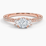 Tacori Lunetta Crescent Pavé Three Stone Diamond Ring Rose Gold 18k Cushion Engagement Ring