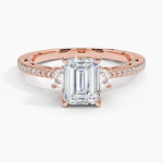 Tacori Lunetta Crescent Pavé Three Stone Diamond Ring Rose Gold 18k Emerald Engagement Ring