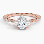 Tacori Lunetta Crescent Pavé Three Stone Diamond Ring Rose Gold 18k Pear Engagement Ring