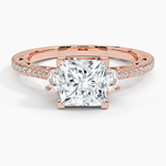 Tacori Lunetta Crescent Pavé Three Stone Diamond Ring Rose Gold 18k Princess Engagement Ring