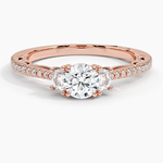 Tacori Lunetta Crescent Pavé Three Stone Diamond Ring Rose Gold 18k Round Engagement Ring