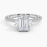 Tacori Lunetta Crescent Pavé Three Stone Diamond Ring Platinum Emerald Engagement Ring