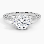 Tacori Lunetta Crescent Pavé Three Stone Diamond Ring Platinum Round Engagement Ring